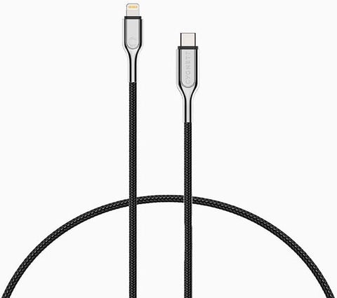 Cygnett Armored 18W iPhone and 29W Lightning to USB-C Charging Cable 3.2 ft (1M) - Black