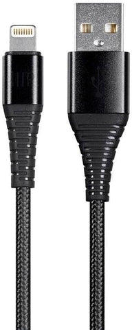 Monoprice Apple MFi Certified Lightning to USB Type-A Charge and Sync Cable - 1.5 Feet/3 Feet/6 Feet - Black (3 Pack), Nylon-Braid, Durable, for iPhone 7 8 SE X XR XS - AtlasFlex Series