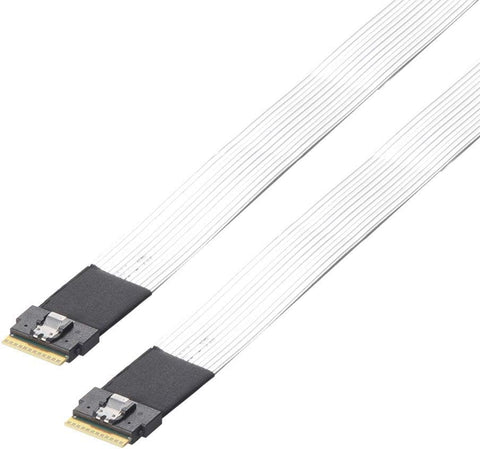 10Gtek SlimSAS SFF-8654 to SFF-8654 24G Internal Cable, 8X, Straight to Straight, SAS 4.0, 3M Twin Axial Cable, Flat, Thin, Fold-able, 0.8-m(2.6ft)