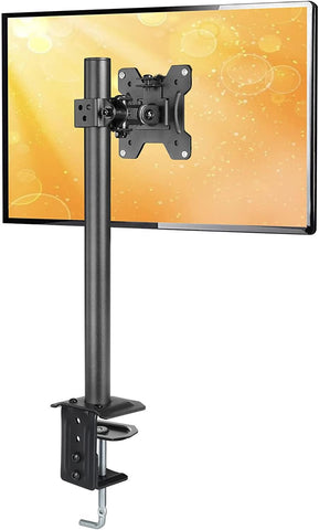 Ergear Monitor Mount for Most 13-32" Computer Screens up to 17.6lbs, Improved LCD LED Monitor Riser, Adjustable Height and Angle, Single Desk Mount Stand, Black, EGCM12