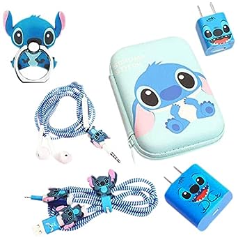 ZOEAST(TM) DIY Animal Cable Protector Stitch 5W 18W 20W USB Charger Saver Charging Data Earphone Line Bite Organizor Compatible with All iPhone 5 6 7 8 X Plus 11 12 13 14 Pro Max (Stitch Advanced)