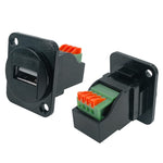 Jienk 2PCS USB2.0 Panel Mount Crimp Connector, D-Type USB 2.0 Female Socket, USB Pass Through Adapter Straight USB Extender