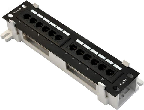 Yankok [CAT5/5e 12 Port Patch Panel] Unshielded with Coded T568A/B Wiring for RJ45 Network Cables Rack/Wall Mount 10in.x1U (Come with Bracket and Mini Cable Stripper Cutter)