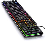 Keyboard Black,Mechanical Gaming Keyboard - Multi Color RGB Illuminated LED Backlit Wired Programmable for Gamer