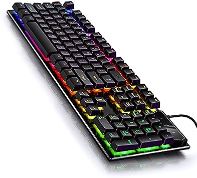 Keyboard Black,Mechanical Gaming Keyboard - Multi Color RGB Illuminated LED Backlit Wired Programmable for Gamer