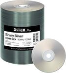 100 Pack Ritek Pro (Professional Grade) CD-R 52X 700MB Shiny Silver Lacquer Silk Screen Printable Blank Media Recordable Disc