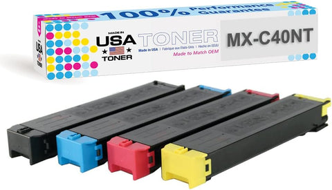 MADE IN USA TONER Compatible Replacement for Sharp MXC40NT, MX-C311, MX-C312, MX-C400P, MX-C401, MX-C402SC (Cyan, Magenta, Yellow, Black, 4 Pack)