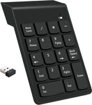 Wireless Numeric Keypad 18Keys Portable Number Numpad with 2.4G Mini USB Receiver for Laptop Notebook, Desktop, Surface Pro, PC - Black