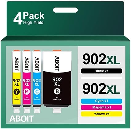 902XL Ink Cartridges Combo Pack High-Yield, Replacement for HP 902 Ink Cartridges Compatible for HP OfficeJet Pro 6978 6968 6958 6960 6970 6962 Printers (4-Pack)