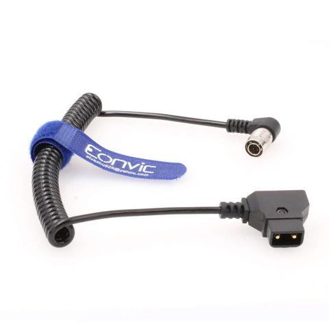 Hirose 4Pin Male to D-Tap for Zoom F8 Sound Devices 633/644/688 (Right Angle 4pin Coiled Cable)