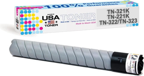 MADE IN USA TONER Compatible Replacement for use in Konica Minolta TN321K, TN322, TN221K, TN323K, bizhub C224, C284, C364, C224e, C284e, C364e, 227, 287, 367 (Black, 1 Cartridge)