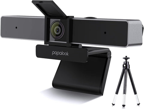 2022 PAPALOOK 2K Ultra HD Zoomable Webcam with Dual Microphone, Fixed Focus Web Camera with Tripod and Privacy Cover, 90° Wide-Angle View for Desktop/Laptop/Mac, Work with Skype/Zoom/WebEx/Lync