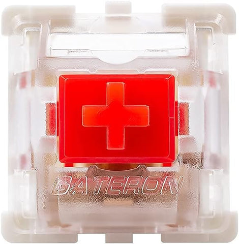 Granvela 66 Pieces Gateron KS-9 Red Switches for Mechanical Keyboards,3-pin White-Shell Supporting SMD RGB Light