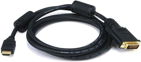 Monoprice Video Cable - 6 Feet - Black | 28AWG HDMI to DVI-D Dual Link M1-D (P&D) Ferrite cores