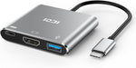 USB C to HDMI Hub, ICZI USB C Adapter to 4K HDMI with USB 3.0 Data Transfer and 100W Type-c PD Charging Thunderbolt 3 Hub for MacBook, ChromeBook Pixel, Hp Spectre x360, Huawei P30 - Silver