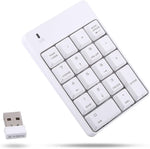 Yoidesu Wireless Number Pad,Wireless USB Numeric Keypad,18 Key Mini Portable Data Entry Number Pad for Laptop Desktop PC Computer (White)