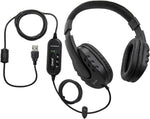 ECS Wordmaster Transcription Headphones with Volume Control, Over Ear USB Headset for Call Center and Medical Transcription Use