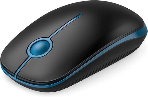 VssoPlor Wireless Mouse, 2.4G Slim Portable Computer Mice with Nano Receiver for Notebook, PC, Laptop, Computer (Black and Sapphire Blue)