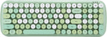 Wireless Keyboard, 100-key Cute Vintage Round Keys Keyboard Bluetooth MultiDevice Typewriter Keyboard with Cleaning Brush, for Mobile Phone Tablet(Green)