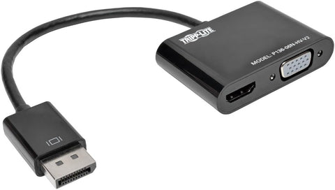 Tripp Lite DisplayPort 1.2 to VGA/HDMI All-in-One Converter Adapter, 4Kx2K HDMI @ 24/30Hz, 6in (P136-06N-HV-V2),Black