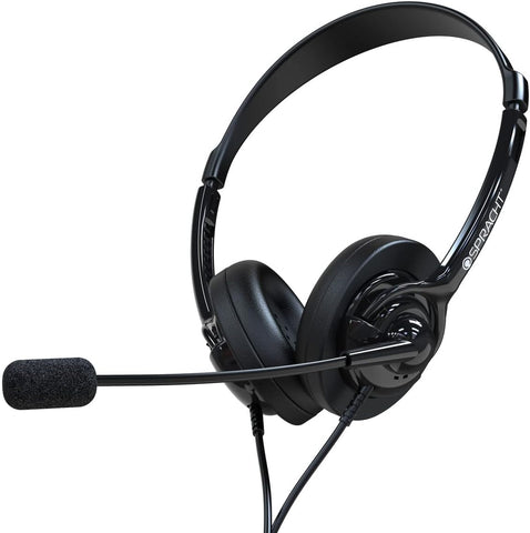 Spracht ZUM350B Zum 350 3.5mm and 2.5mm Dual-Ear (Binaural) Stereo Headset, Black