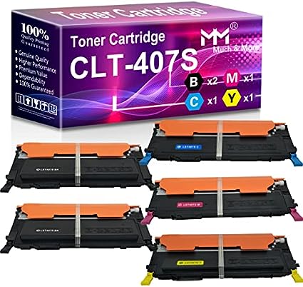 MM MUCH & MORE Compatible Toner Cartridge Replacement for Samsung 407S 409S CLT-407S use with CLX-3185FW 3185N CLP-320N CLP-321N CLP-325W Printers (5-Pack, 2 Black + Cyan + Magenta + Yellow)