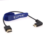 Eonvic 2.1 HDMI 8K HDMI Male to Right Angle Mini HDMI Male Cable High Speed Extender Coiled Cable for Canon Nikon Panasonic GH3 Monitor (HDMI-Left Mini HDMI)