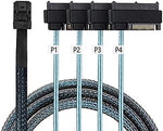 Cablecc Internal Mini SAS SFF-8643 Host to 4 SAS 29Pin SFF-8482 Target Disk 6Gbps Data Server Raid Cable 50CM