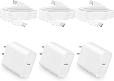 iPhone Charger Fast Charging [Apple MFi Certified] 3 Pack 20W PD Type C Wall Charger Block with 6FT USB C to Lightning Cable Cord for 14/14 Plus/14 Pro/14 Pro Max/13/12/11/X/XR/XS/8, iPad, AirPods Pro