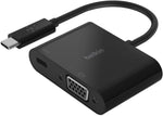 Belkin USB C to VGA + Charge Adapter - USB C to VGA Cable for MacBook Pro, MacBook Air, Mac Mini, iPad Pro, iPad Pro 12.9”, iPad Mini & Other USB C Devices - 60W USB C Power Delivery