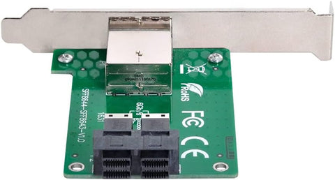 NFHK Dual Ports Mini SAS HD SFF-8644 to Internal SAS HD SFF-8643 PCBA Female Adapter with Low Profile Bracket