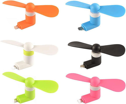 Kdbdkswx Mini Cell Phone Fan - Colorful and Powerful Fan Compatible for iPhone and iPad - Cell Phone Summer Accessories (6-Pack)