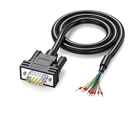 JUXINICE DB9 Male RS232 Serial Extension Cable,D-SUB 9-Pin Gold Plated Connector with Bare Wire End Cable, 26AWG tinned Copper 9 Wire All is Provided with Wiring Terminals-Black (DB9 Male 5FT)