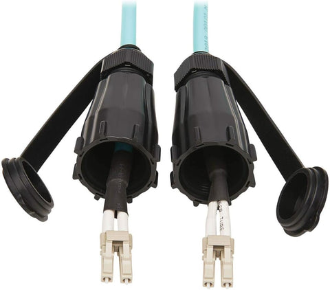 Tripp Lite 10Gb Fiber Patch Cable, Industrial Duplex Multimode 50/125 OM3 Fiber Optic, LC to LC Fiber Cable, IP68, Aqua, 2 m (6.6 ft) (N820-02M-IND)