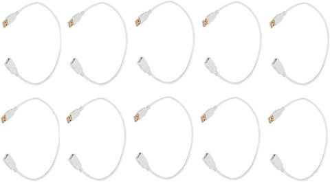 10 PCS USB 2.0 A Male to A Female Extension 28 OR 24AWG Cable (Gold Plated) White 1.5-Feet, CNE607535