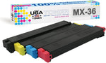 MADE IN USA TONER Cartridge Replacement for Sharp MX36NT, MX-2610N MX-2615N MX-3110N MX-3115N MX-3610N (Black, Cyan, Magenta, Yellow, 4-Pack)