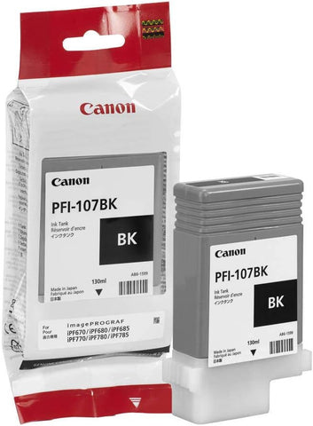 Canon Brand Name PFI-107BK Black Ink 130ml iPF680 685 780 785 6705B001