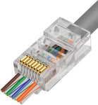 RJ45 Cat6 Pass Through Connectors | EZ Crimp Connector Network Plug for Unshielded Twisted Pair Solid Wire & Standard Cables (100 pcs)