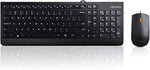 Lenovo 300 USB Combo, Full-Size Wired Keyboard & Mouse, Ergonomic, Left or Right Hand Mouse, Optical Mouse, GX30M39606, Black