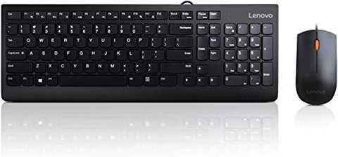 Lenovo 300 USB Combo, Full-Size Wired Keyboard & Mouse, Ergonomic, Left or Right Hand Mouse, Optical Mouse, GX30M39606, Black