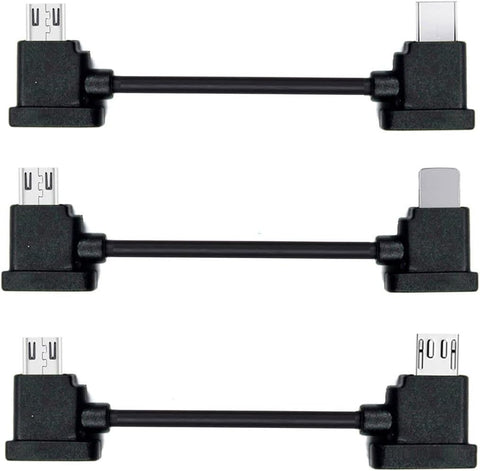 Xiwai 3pcs/Set Type-C & Micro & 8P to Micro USB USB-C Remote Controller Data Cable for Mavic Pro Platinum Park RC Accessories