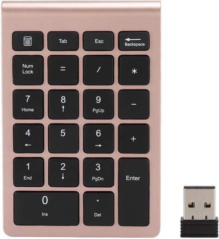 Numeric Keypad, 22 Keys 2.4G Wireless Mini Numeric Keypad with USB Receiver for Laptop, Desktop, Computer, PC Compatible with Android, Windows, Mac OS.(Rose Gold)