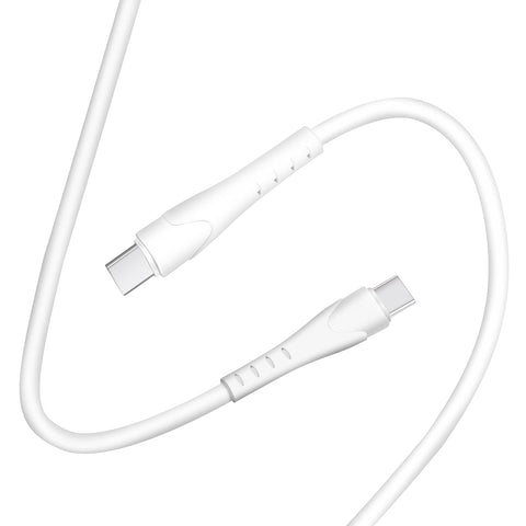 USB C to USB C Cable 60W 6.6ft, USB 2.0 Type C Tangle-Free Liquid Silicone Charging Cable Fast Charge for MacBook Pro 2020, iPad Pro 2020, iPad Air 4, iPad Mini 6, Galaxy S21, Pixel, Switch, White