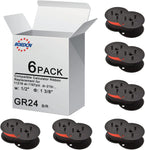 6 Pack Replacement for Porelon 11216 Universal Twin Spool Calculator Ribbon Universal GR24br Compatible with Sharp el-1197piii Nukote BR80c Casio fr-2650tm Adding Machine Ribbons Universal (Black/Red)