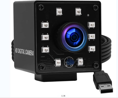 Webcamera_usb USB Camera 100fps Night Vision Webcam,Full HD 1080P Web Cam with IR Cut and 10pcs Led Board Lights,Day Nights Webcameras,2mp Web Cameras for Most OS (3.6mm lens webcam with IR LED board)