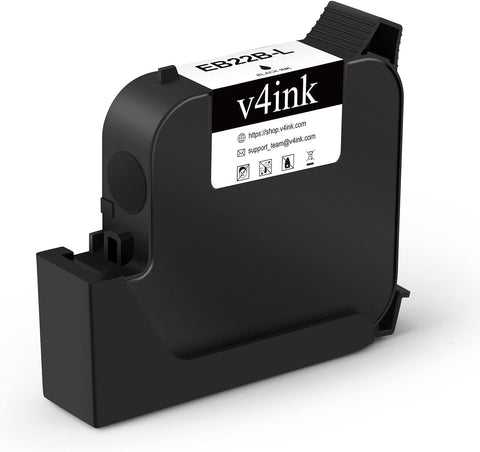 v4ink Original Solvent Fast Dry Ink Cartridge EB22B-L (1 Inch) Replacement BENTSAI B35 | B85 Handheld Inkjet Printer (Black, 1-Pack)