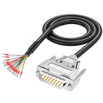 Jienk 6.56Ft 26AWG DB15 Male RS232 15 Pin Serial Extension Cable, Metal Case 15-Pin Gold Plated Connector with Bare Wire End Cable