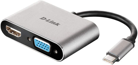 D-Link USB C to HDMI & VGA Adapter Cable, USB Type C 3.0 Thunderbolt 3 HDMI 4K VGA 1080P Display Mirroring Plug n Play Compact Design (DUB-V210-US)