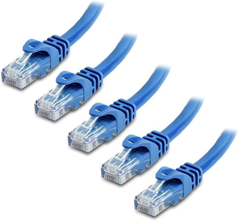 Cmple - 5 Pack Cat6 Ethernet Cable, High Speed Cat6 Internet Network Cable, Ethernet Patch Cables, Computer LAN Cable with Snagless RJ45 Connectors - 3 Feet Blue (Pack of 5)