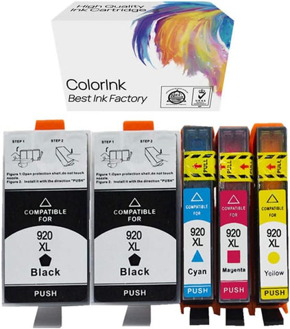 ColorInk 5 Packs for HP 920 XL Ink Cartridge Compatible with HP OfficeJet 6500a 6500 6000 7500a 7500 7000 Inkjet Printer cartridges